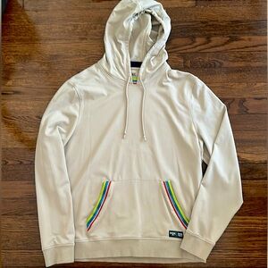Rhone Men’s Beige Pullover Stretch Hoodie w/ Rainbow Accents - Size L